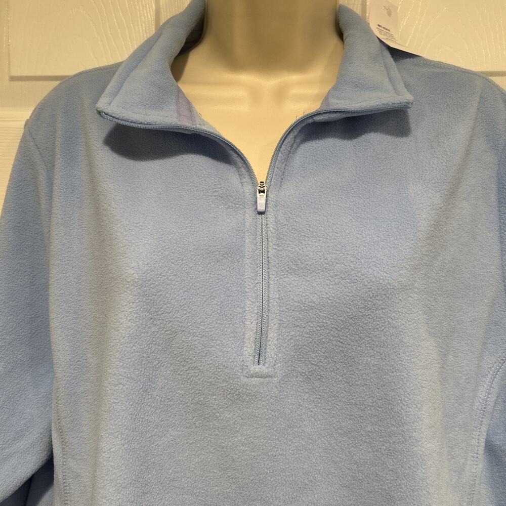 New Lands End Fleece Womens light blue 1/4 Zip Pullover Lightweight plus size 1x